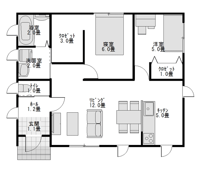 フラットハウス Plan-3の図面